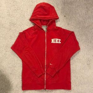 red zip-up nike sweater
